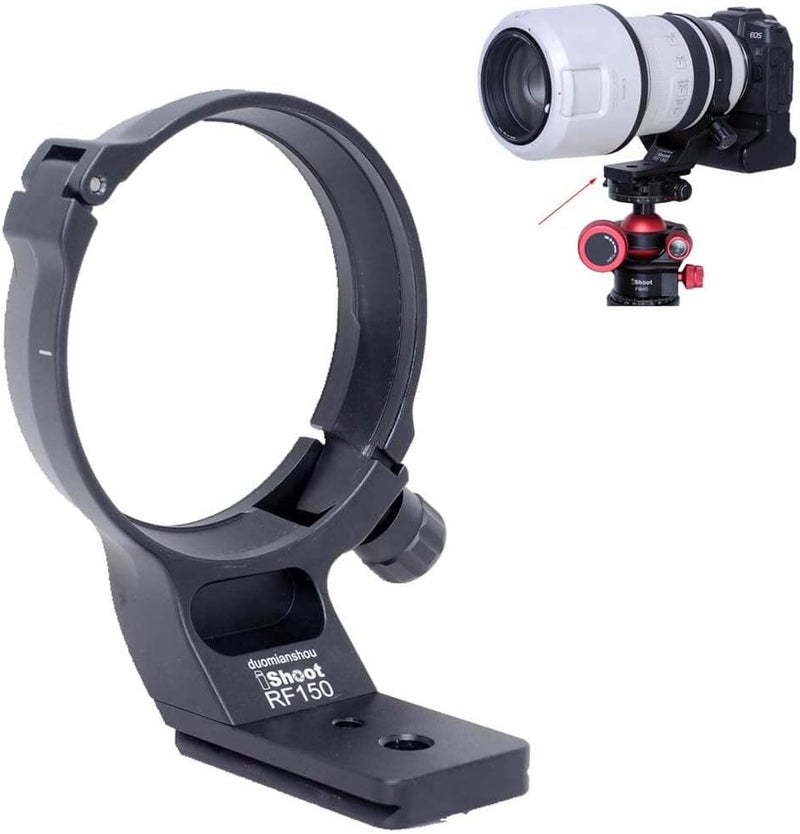 iShoot Tripod Mount Ring Lens Collar Compatible with Canon RF 100-500mm f/4.5-7.1L is USM, Lens Bracket Support Holder Bottom is Arca-Swiss Fit Camera Quick Release Plate Dovetail Groove - Image 1